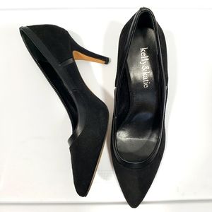Kelly & Katie Black Valerie KK Faux Suede Shoes 3" Heel 6.5M